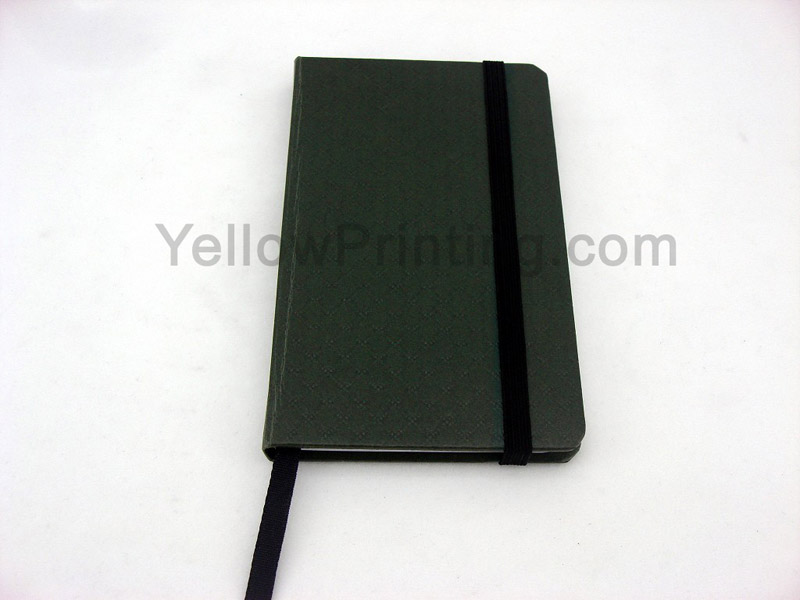 printed notebook with rubber band