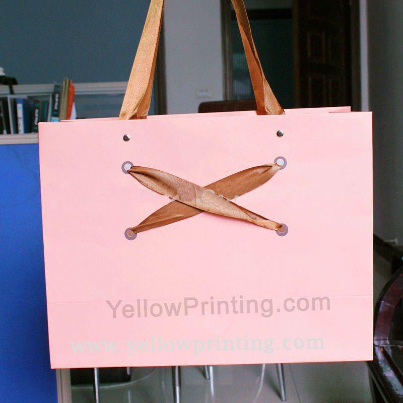 Custom pink paper shopping bag