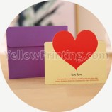 Factory Supply Price Custom Design Heart Shape Holiday Paper Greeting Card Print with Envelope