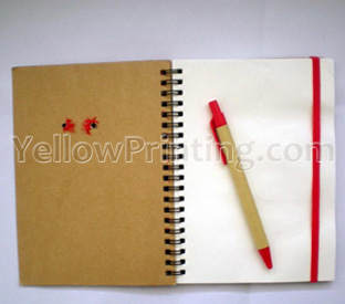 recycled notebook with pen