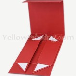 Recycled Flip Foldable Magnetic Closure Boxes Cardboard Rigid Folding Packaging Red Magnet Box